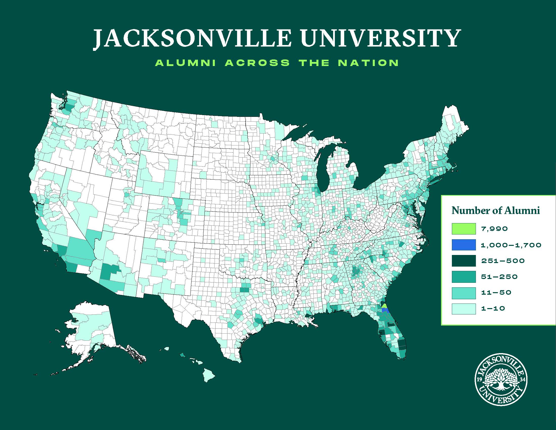 Alumni Heat Map in the USA