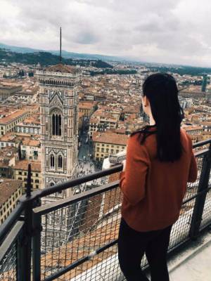 A student looking out over Florence