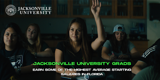 JU student in classroom raising their hand.
