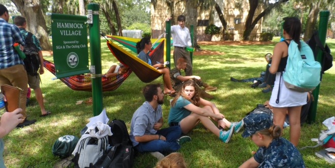 Students at Hammock Village spending time together outside.