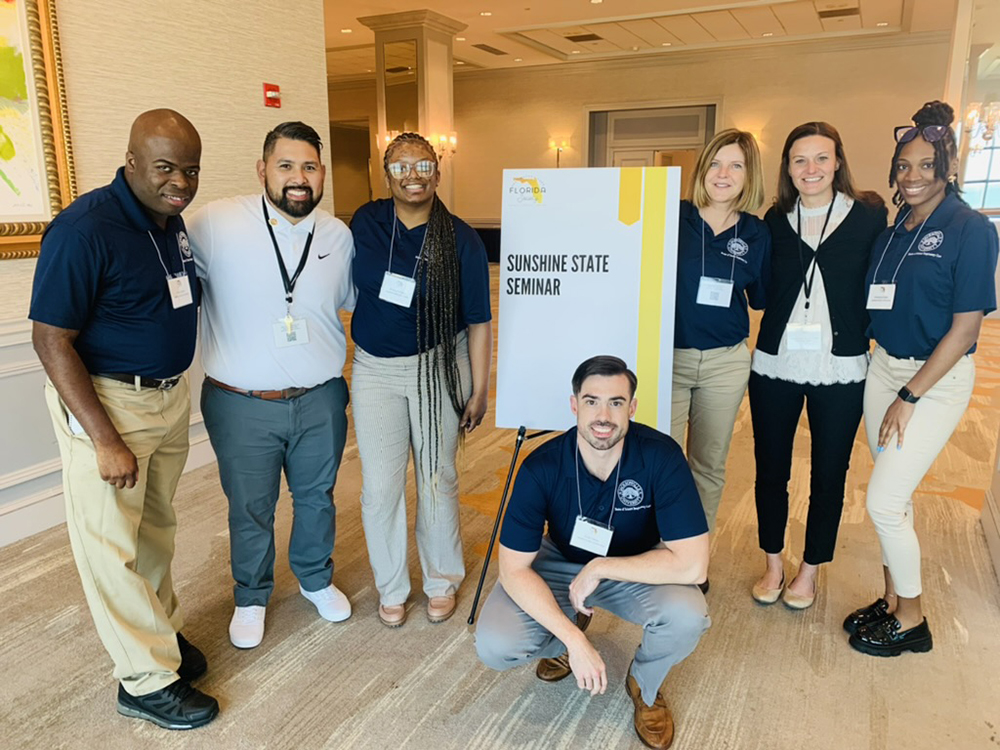 The JU MS Respiratory Care cohort smiling with Florida Society for Respiratory Care President and Program Director
