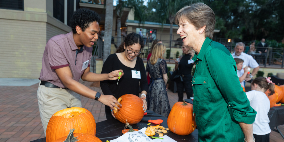 Stephanie Cost with students