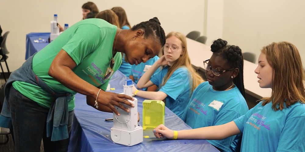 Students working at STEM workshop