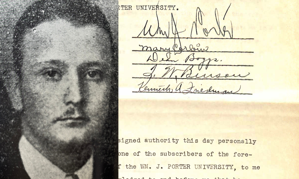William J Porter and JU's original charter document