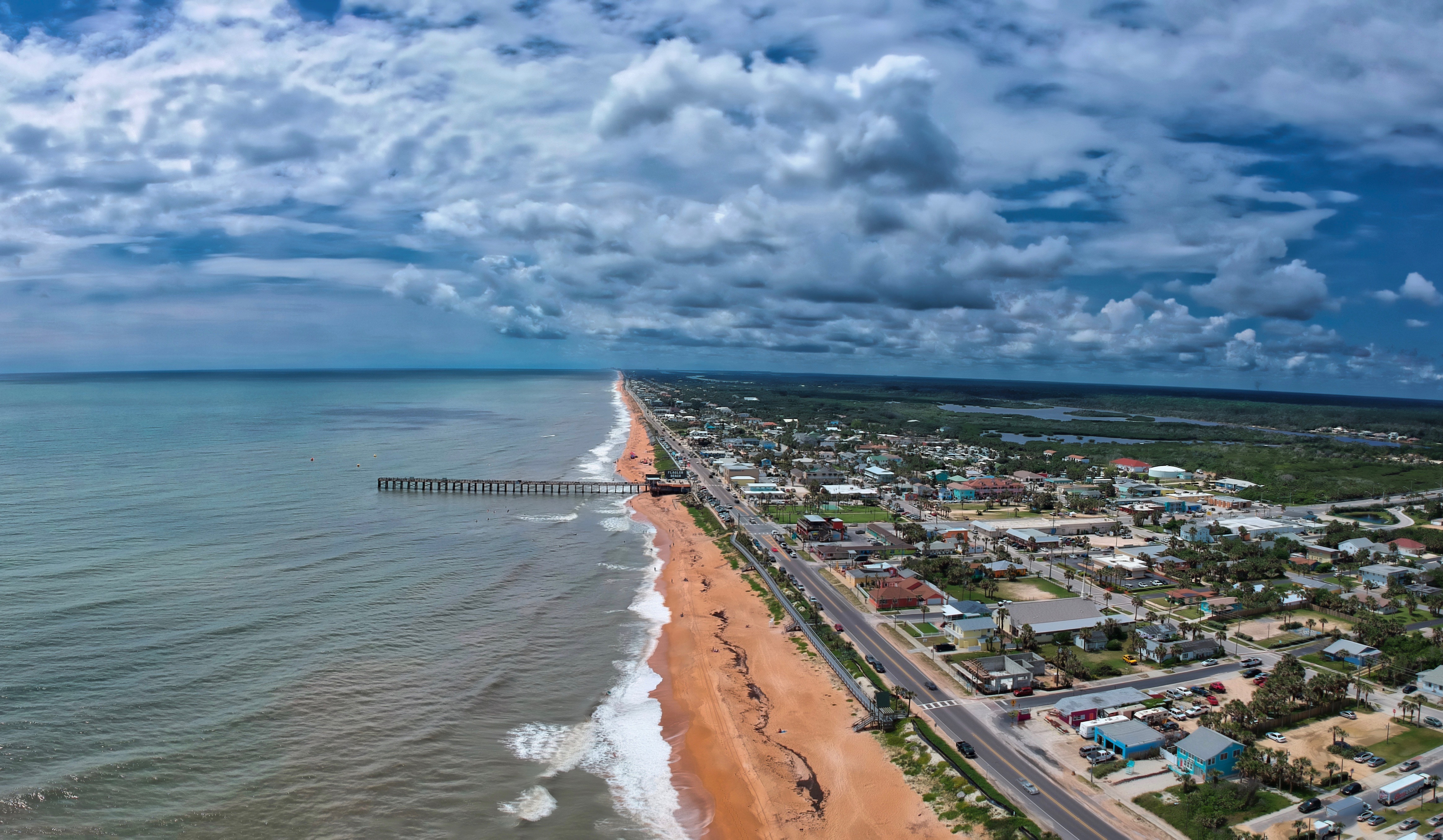 A drone photo of Palm Coast beaches.