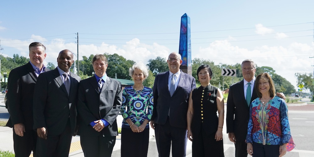 Dedication ceremony celebrates the completion of public art at Jacksonville University gates