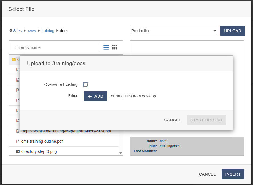 screenshot of ile upload