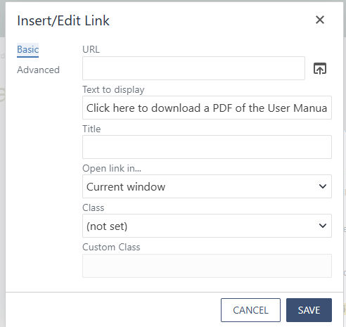a screenshot of the file upload screen in the CMS