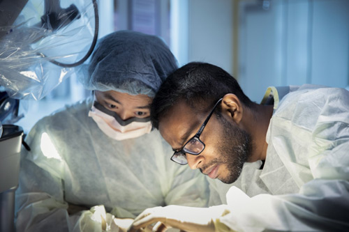 Photograph of a doctor and nurse performing a surgical procedure at Mayo Clinic, Jacksonville 