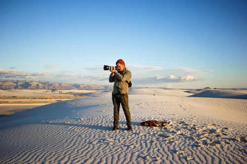 Jesse Brantman in the high desert with camera
