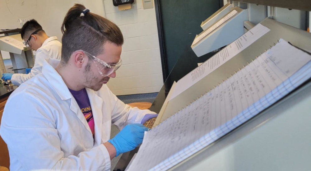 Student at science lab