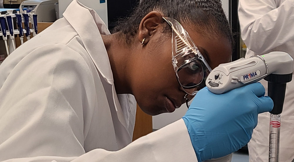 Student at science lab