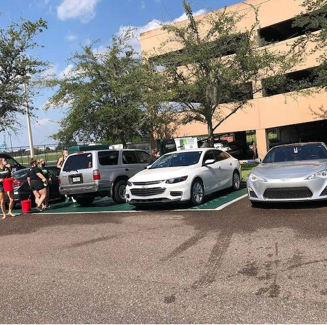 cars at car wash station