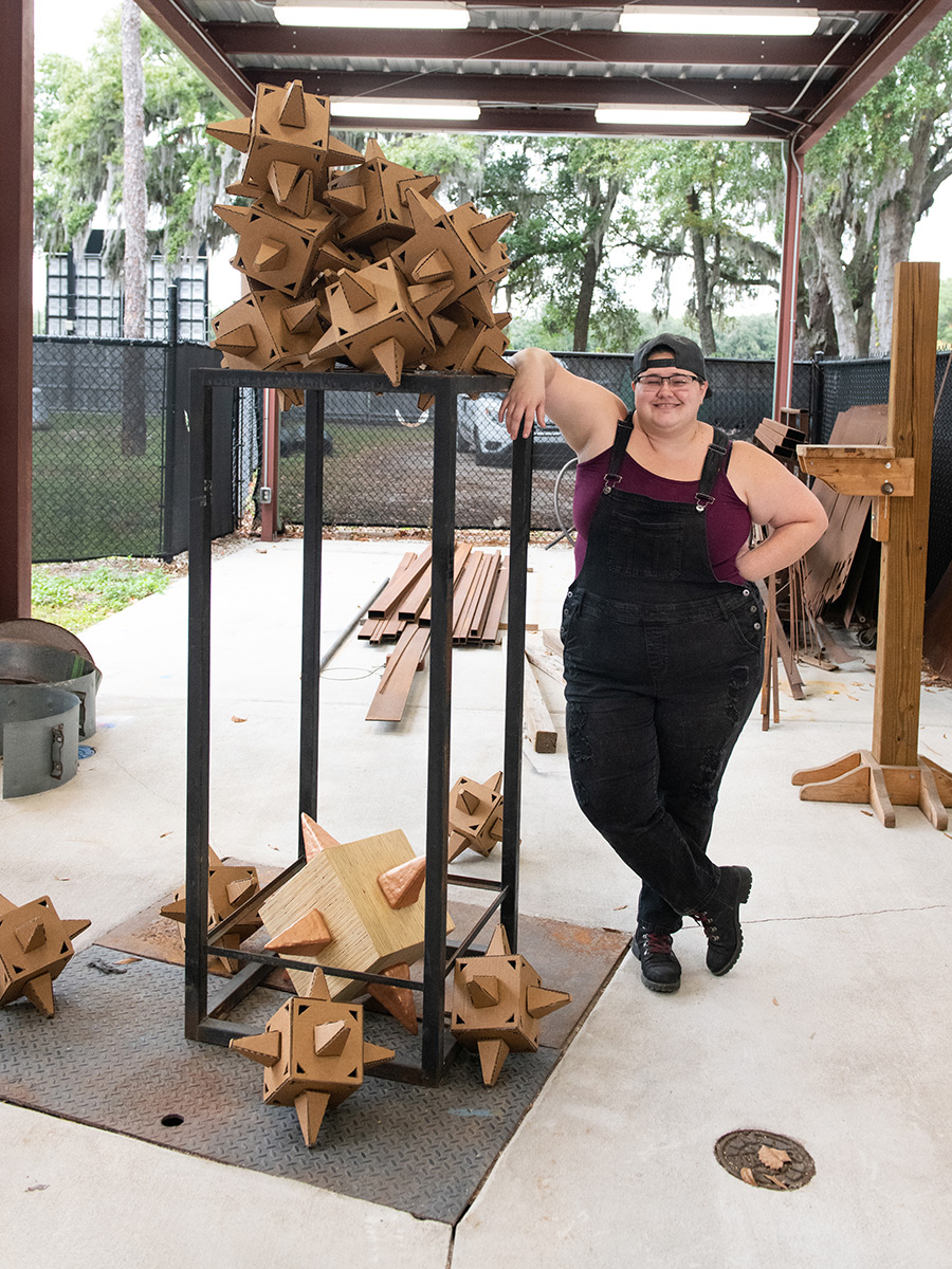 Morgan in the sculpture studio