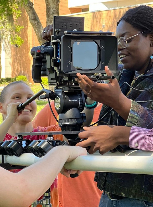 A filming crew