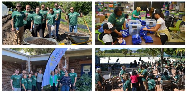 a collage of photos of students and volunteers at Charter Day 2024
