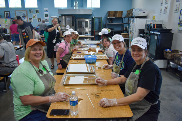 Volunteers at a volunteering baking session.