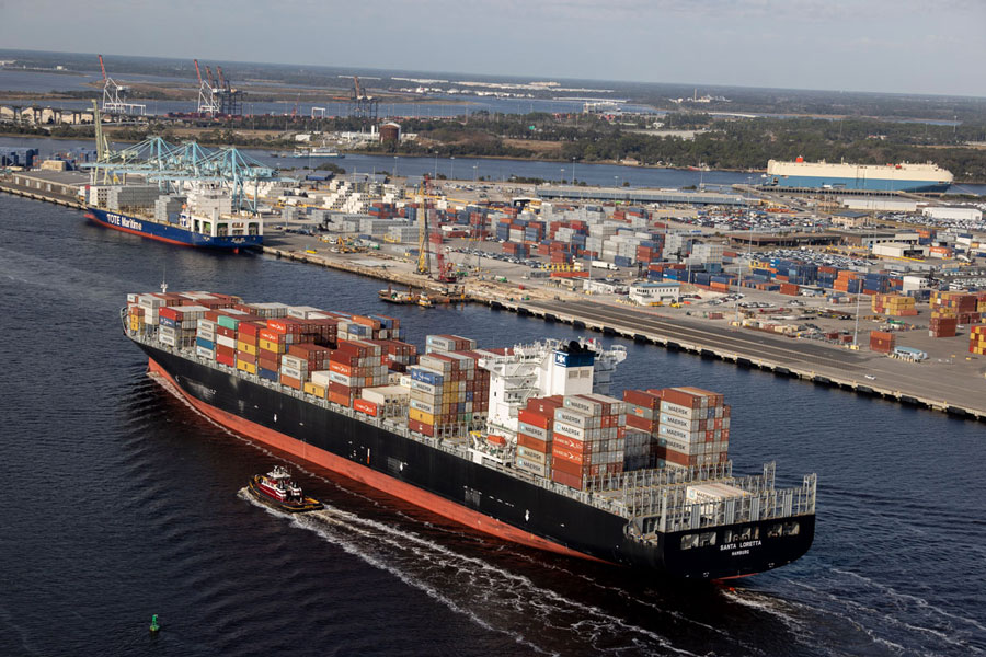 An aerial view of JAXPORT