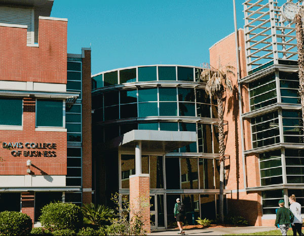 The exterior of the Davis College of Business & Technology building.