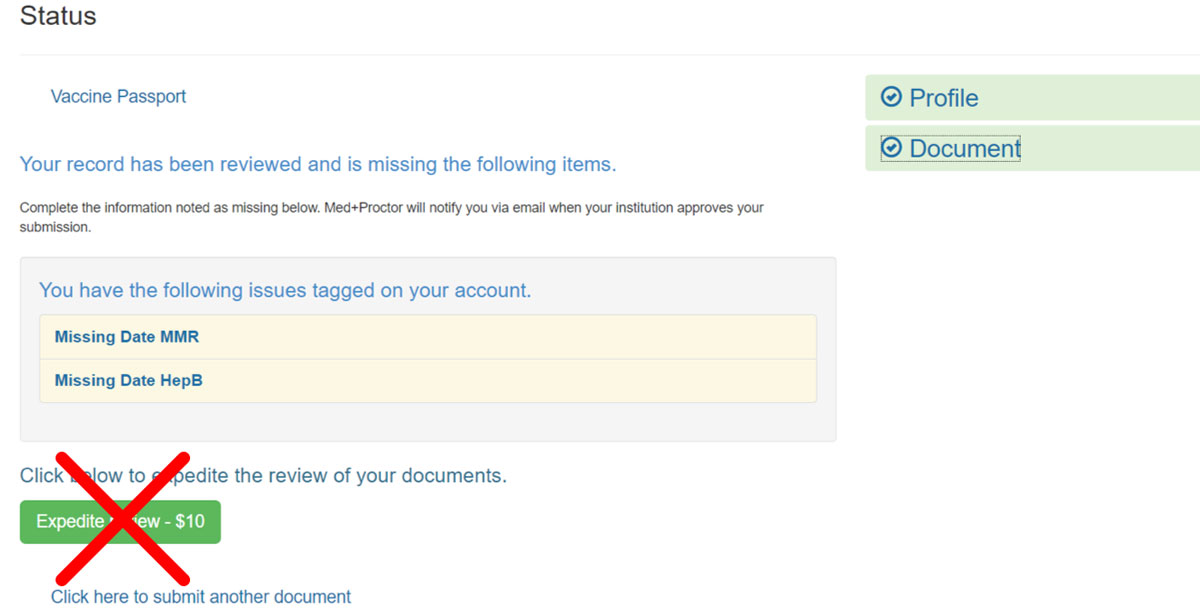 Step 2. A screenshot of the following page. Ignore the button about expedited processing.