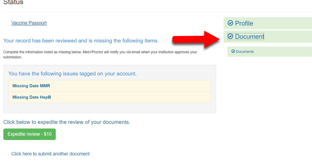 Step 3. A screenshot of the same page, but with "Document" and "Documents" highlighted.