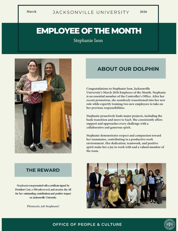 Employee of the Month Jacksonville University