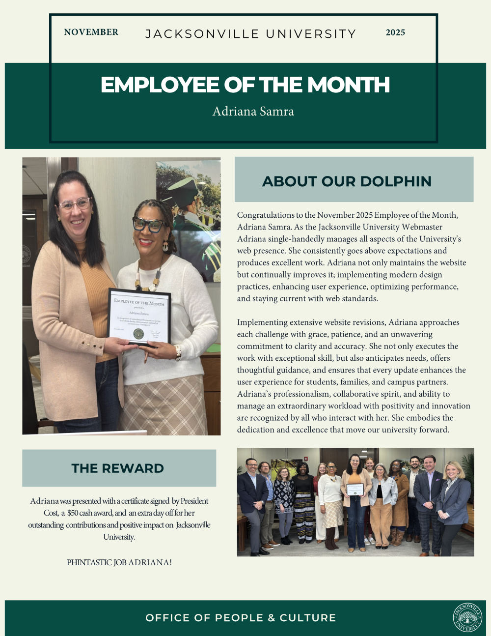 Employee of the Month Jacksonville University