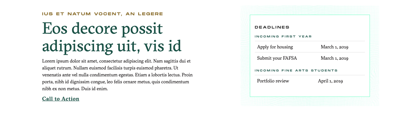 Block: copy and dates.