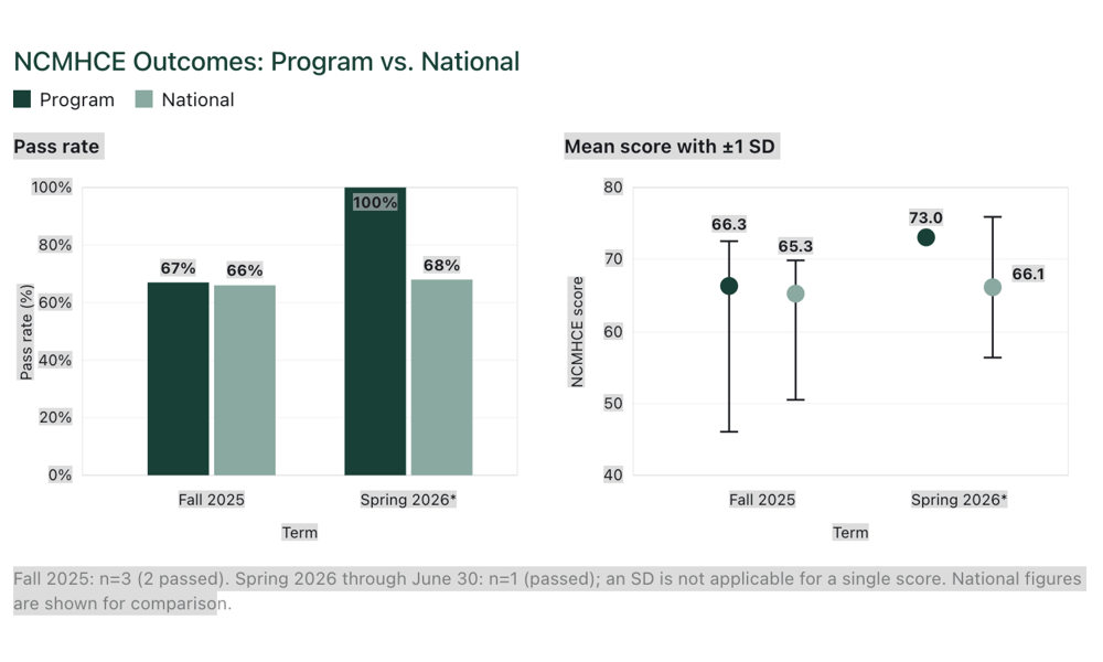 NCMHCE Outcomes: pass rates