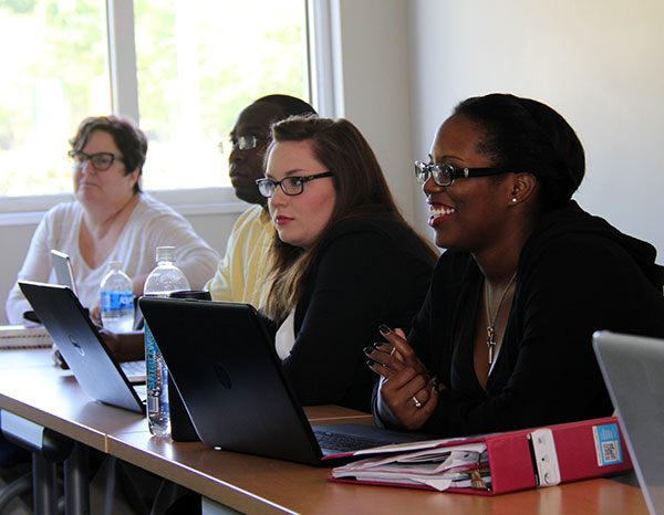 Students participating in class.