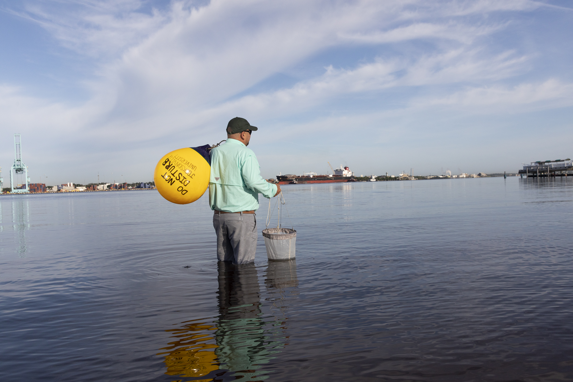 Professor Bryan Franks performing research on the St. Johns River.