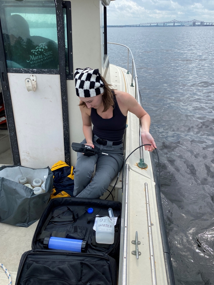 students researching on The Larkin boat