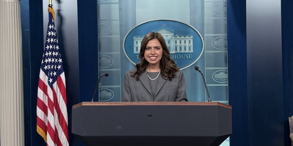 Emily Soud in White House Press Briefing Room