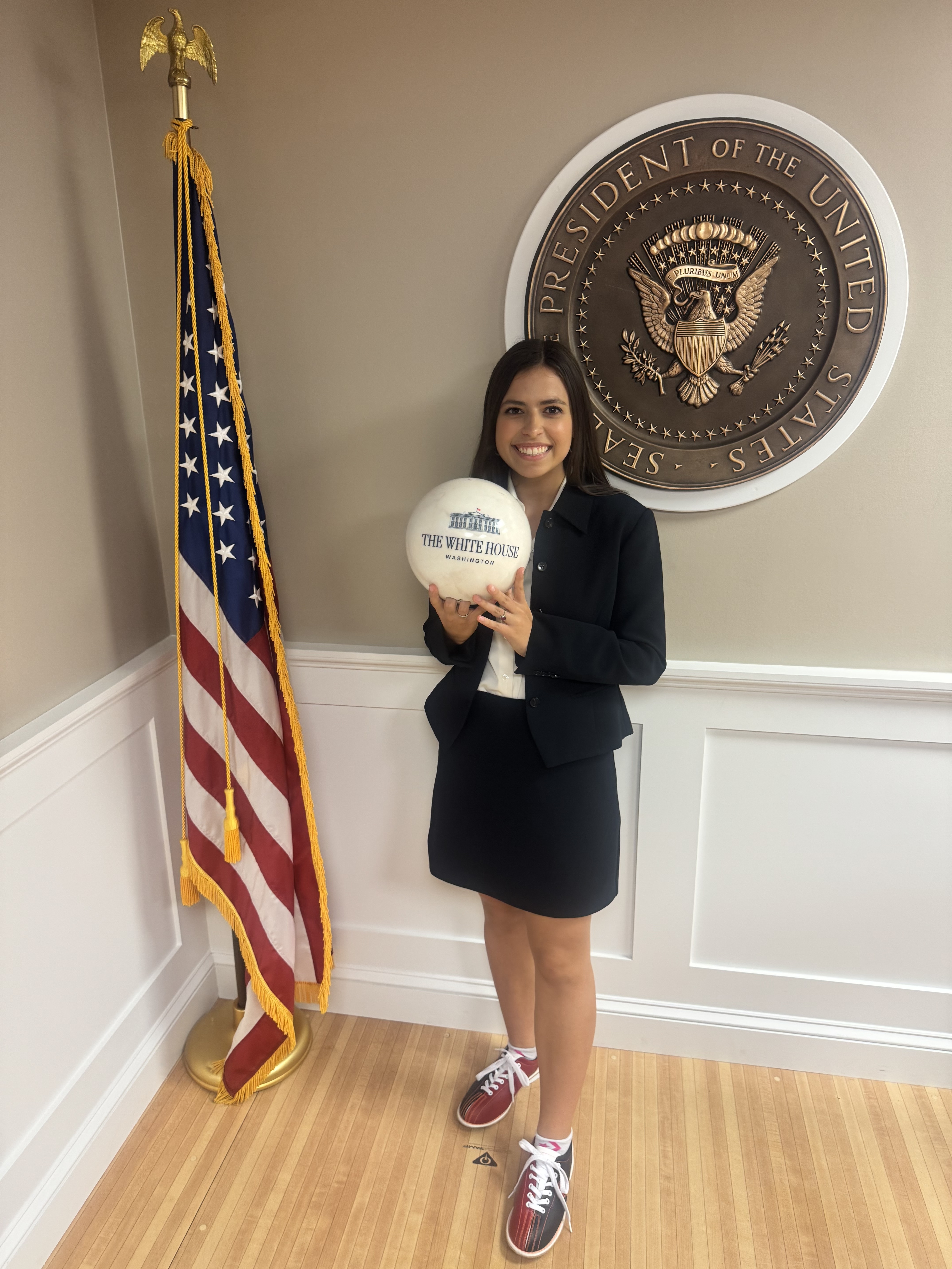 Emily Soud bowling at the White House