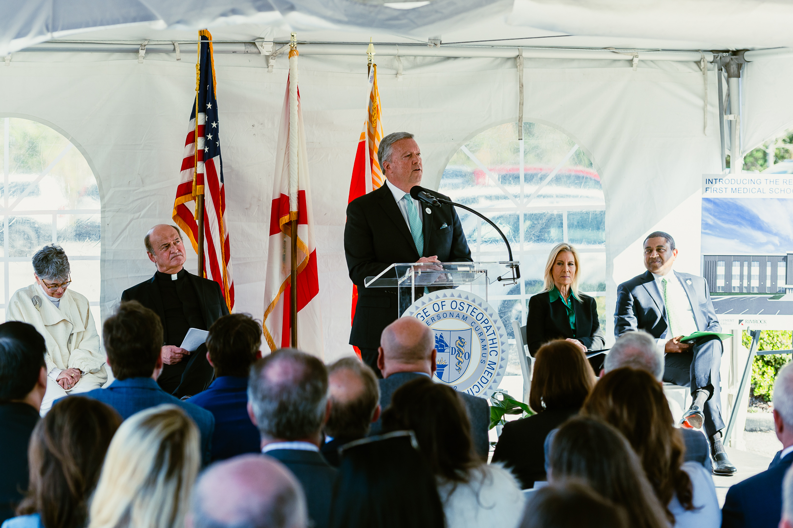 President Cost speaking at LECOM Groundbreaking