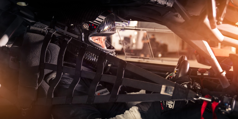 Tiger Tari in race car