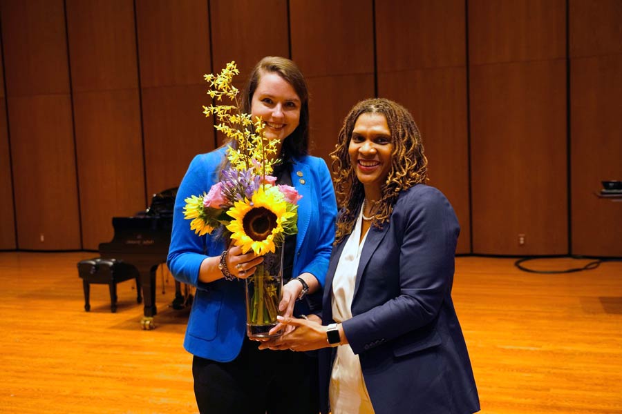 Warner Buchman, Graduate Student Woman of the Year, poses with Allana Forte