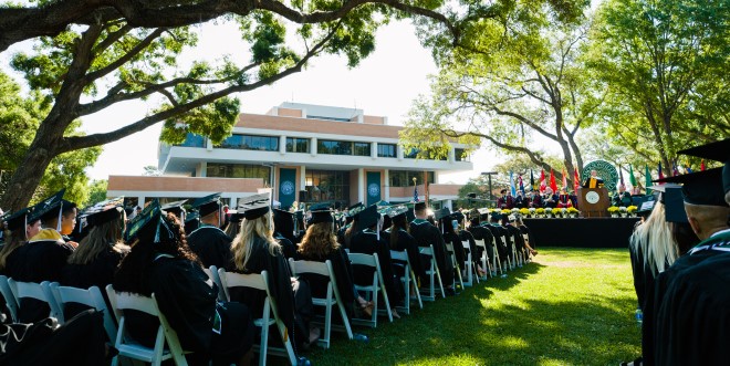 Photo of commencement on JU's campus.