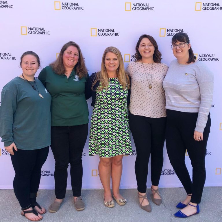 From left to right, Megan Meyer (MSRI Graduate Student), Callen Kelley (Public Policy graduate student), Ashley Johnson, Ph.D. (Geography and the Environment; Sustainability Professor), Jenna Blyler (Public Policy Graduate Student), and Jennifer John (Public Policy and MSRI dual degree graduate student)