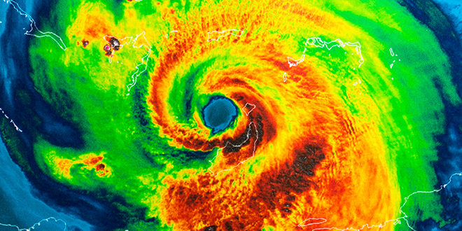 infrared photo of a hurricane