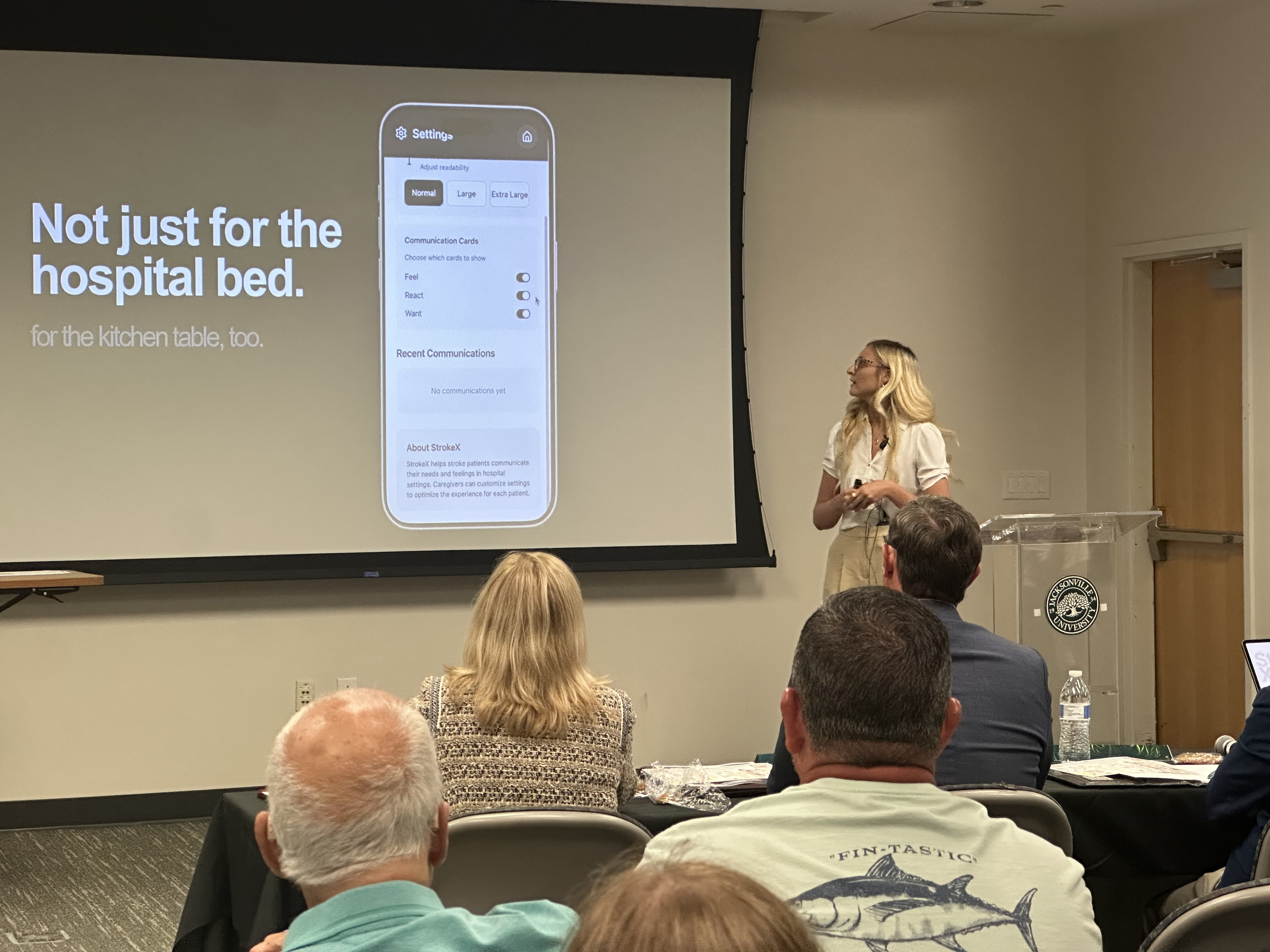Madison presenting her work at Dolphin Pitch
