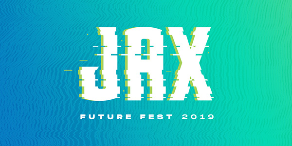 The JU Future Fest logo over a blue and green gradient background.
