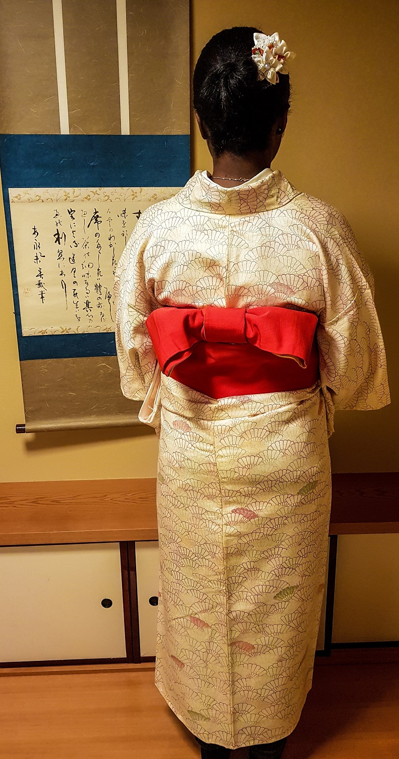 Natasha dressed for the Japanese tea ceremony.