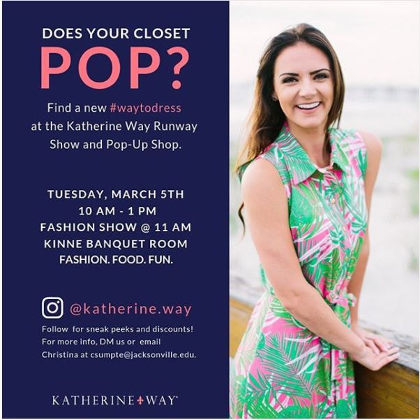An advertisement for a pop-up shop for Katherine Way Collections.