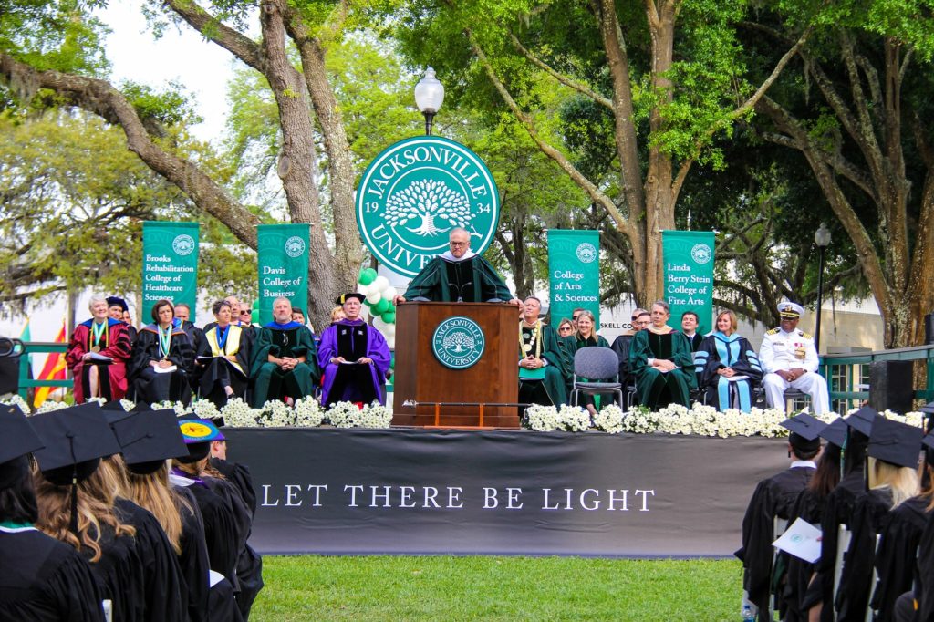 Dr. Greene delivers the keynote speech for the Graduate ceremony April 25