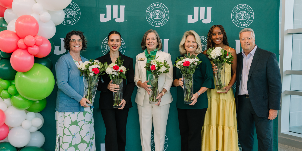 Honorees with their awards at the JU Woman of the Year event.