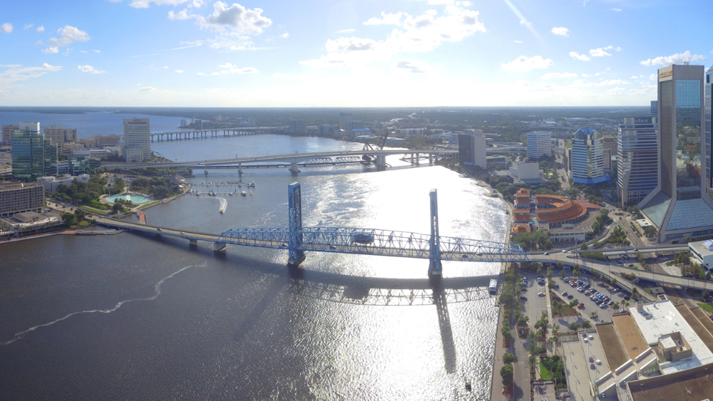 An aerial photo of Downtown Jacksonville.