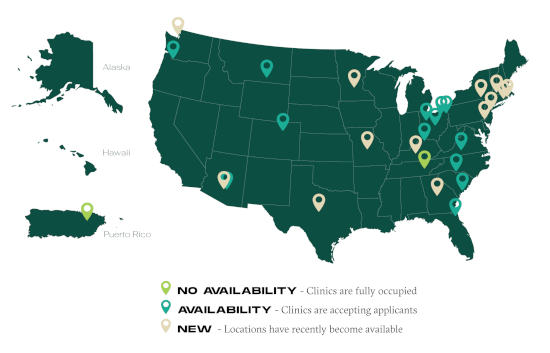 A map of oral implantology clinical sites in the USA