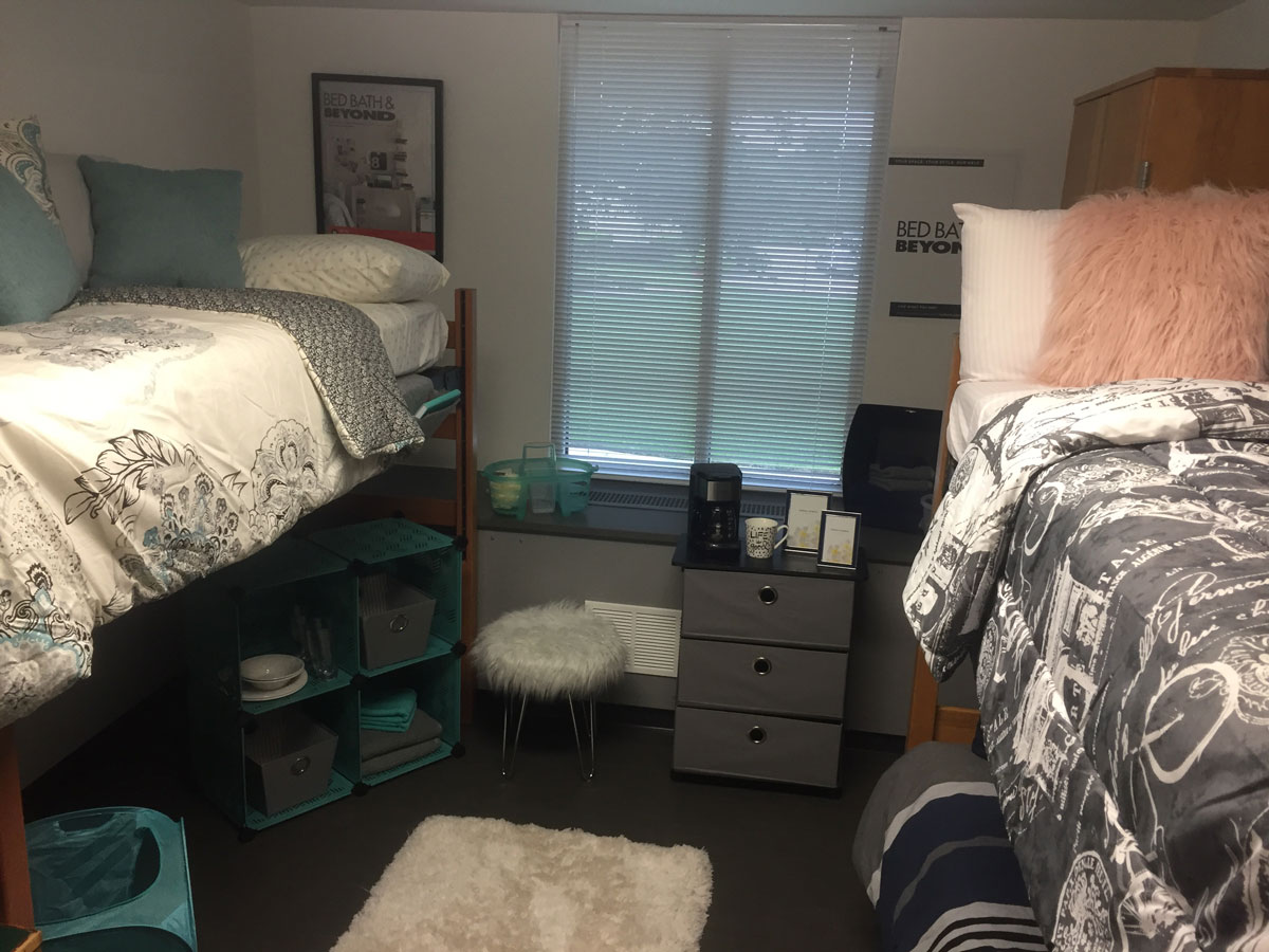 A decorated bedroom in Williams Hall