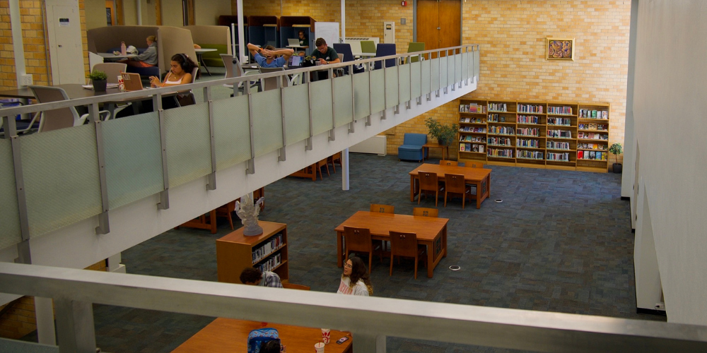 Students in the Swisher Library